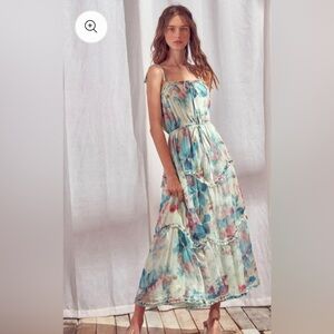 Storia Watercolor Floral Midi Dress small